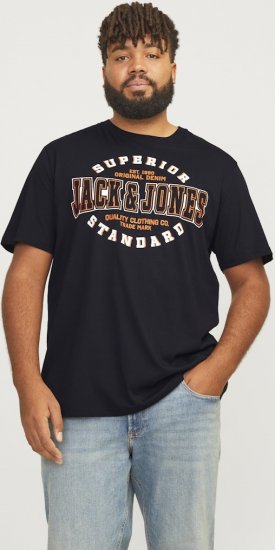 Jack & Jones LOGO O-Neck T-Shirt Black - Μακό μπλουζάκια - Aνδρικά μπλουζεσ μεγάλα μεγέθη