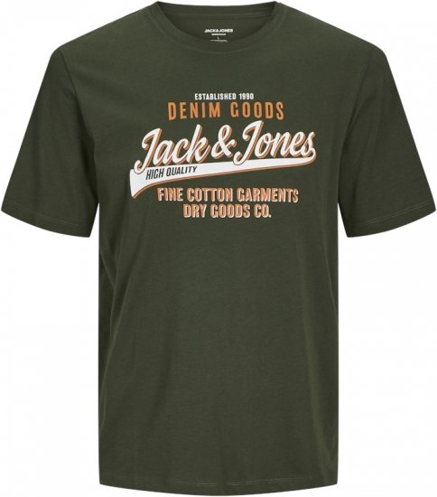 Jack & Jones JJELOGO O-Neck T-Shirt Kombu Green - Μακό μπλουζάκια - Aνδρικά μπλουζεσ μεγάλα μεγέθη