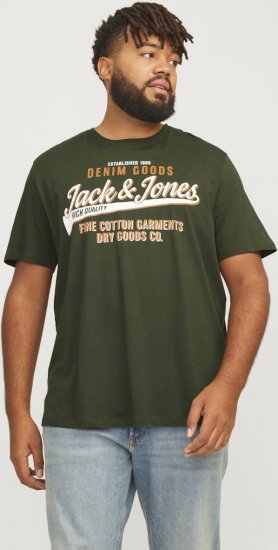 Jack & Jones JJELOGO O-Neck T-Shirt Kombu Green - Μακό μπλουζάκια - Aνδρικά μπλουζεσ μεγάλα μεγέθη