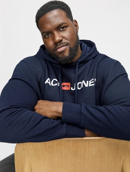 Jack & Jones CORP OLD LOGO REG FIT Hoodie Navy Blazer - φούτερ/Φούτερ με κουκούλα - φούτερ/Φούτερ με κουκούλα ανδρικά μεγάλα μεγέθη 