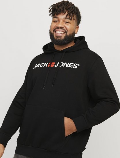 Jack & Jones CORP OLD LOGO REG FIT Hoodie Black - φούτερ/Φούτερ με κουκούλα - φούτερ/Φούτερ με κουκούλα ανδρικά μεγάλα μεγέθη 
