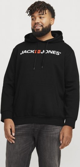 Jack & Jones CORP OLD LOGO REG FIT Hoodie Black - φούτερ/Φούτερ με κουκούλα - φούτερ/Φούτερ με κουκούλα ανδρικά μεγάλα μεγέθη 