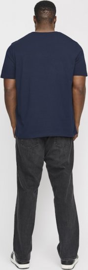Jack & Jones LOGO O-Neck T-Shirt Dark Blue - Μακό μπλουζάκια - Aνδρικά μπλουζεσ μεγάλα μεγέθη