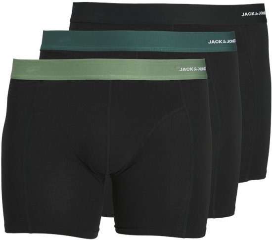 Jack & Jones Nick Bamboo Trunks 3-Pack Green/Black - Εσώρουχα/Μαγιό - Aνδρικά Εσώρουχα μεγάλα μεγέθη
