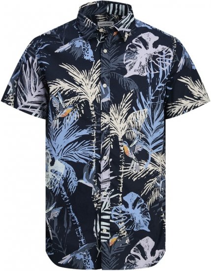 Jack & Jones Hawaii AOP Shirt Blue - Πουκάμισα - Aνδρικά πουκαμισα μεγαλα μεγάλα μεγέθη