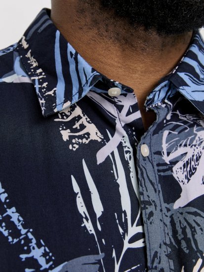 Jack & Jones Hawaii AOP Shirt Blue - Πουκάμισα - Aνδρικά πουκαμισα μεγαλα μεγάλα μεγέθη