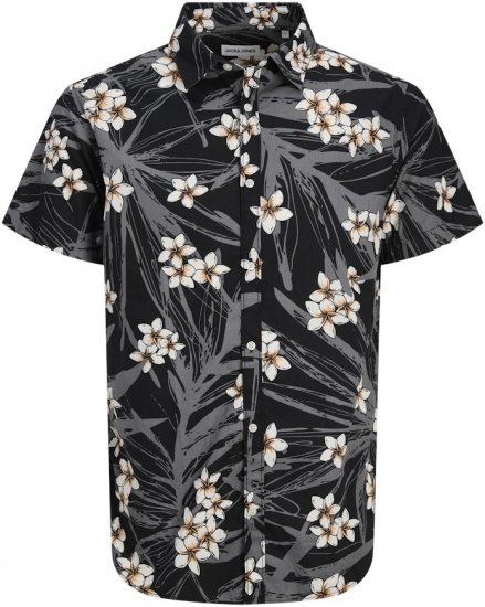 Jack & Jones Hawaii AOP Shirt Black - Πουκάμισα - Aνδρικά πουκαμισα μεγαλα μεγάλα μεγέθη