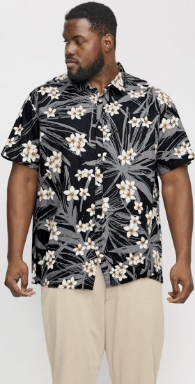 Jack & Jones Hawaii AOP Shirt Black - Πουκάμισα - Aνδρικά πουκαμισα μεγαλα μεγάλα μεγέθη