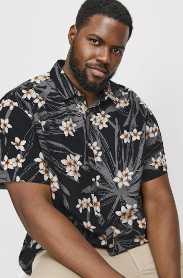 Jack & Jones Hawaii AOP Shirt Black - Πουκάμισα - Aνδρικά πουκαμισα μεγαλα μεγάλα μεγέθη