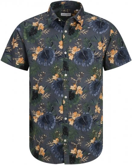 Jack & Jones Hawaii AOP Shirt Grey - Πουκάμισα - Aνδρικά πουκαμισα μεγαλα μεγάλα μεγέθη