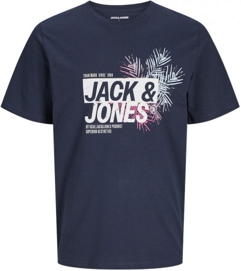  Jack & Jones Jaxon Crew Neck T-Shirt Sky Captain - Μακό μπλουζάκια - Aνδρικά μπλουζεσ μεγάλα μεγέθη