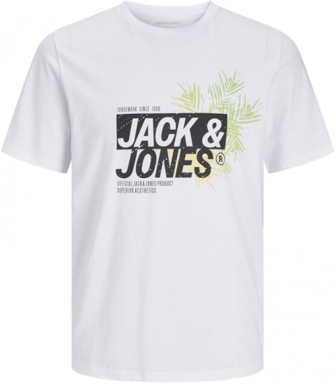  Jack & Jones Jaxon Crew Neck T-Shirt White - Μακό μπλουζάκια - Aνδρικά μπλουζεσ μεγάλα μεγέθη