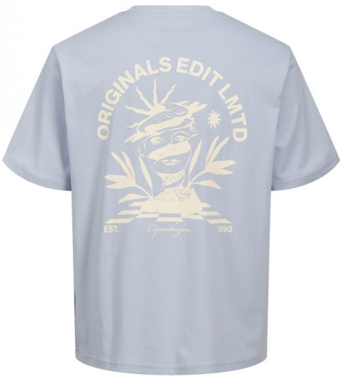 Jack & Jones Bellagio Collage Crew Neck T-Shirt Skyway - Μακό μπλουζάκια - Aνδρικά μπλουζεσ μεγάλα μεγέθη