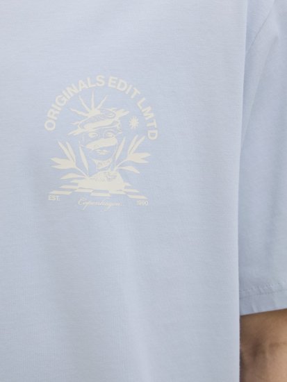 Jack & Jones Bellagio Collage Crew Neck T-Shirt Skyway - Μακό μπλουζάκια - Aνδρικά μπλουζεσ μεγάλα μεγέθη