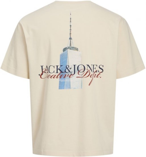Jack & Jones Boston Photo Crew Neck T-Shirt Antique White - Μακό μπλουζάκια - Aνδρικά μπλουζεσ μεγάλα μεγέθη