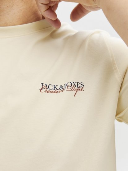Jack & Jones Boston Photo Crew Neck T-Shirt Antique White - Μακό μπλουζάκια - Aνδρικά μπλουζεσ μεγάλα μεγέθη