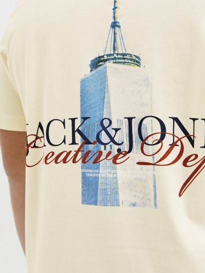 Jack & Jones Boston Photo Crew Neck T-Shirt Antique White - Μακό μπλουζάκια - Aνδρικά μπλουζεσ μεγάλα μεγέθη