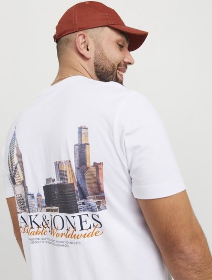 Jack & Jones Boston Photo Crew Neck T-Shirt Bright White - Μακό μπλουζάκια - Aνδρικά μπλουζεσ μεγάλα μεγέθη