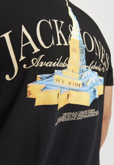 Jack & Jones Boston Photo Crew Neck T-Shirt Black - Μακό μπλουζάκια - Aνδρικά μπλουζεσ μεγάλα μεγέθη