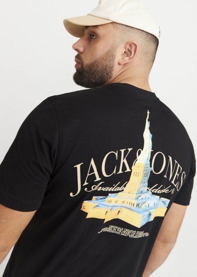 Jack & Jones Boston Photo Crew Neck T-Shirt Black - Μακό μπλουζάκια - Aνδρικά μπλουζεσ μεγάλα μεγέθη