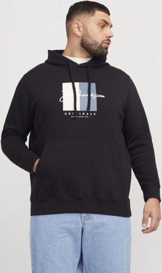 Jack & Jones Frederiksberg Box Script Hoodie Black - φούτερ/Φούτερ με κουκούλα - φούτερ/Φούτερ με κουκούλα ανδρικά μεγάλα μεγέθη 