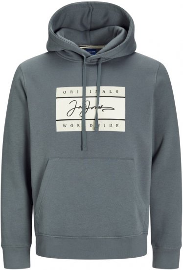 Jack & Jones Frederiksberg Box Script Hoodie Grey - φούτερ/Φούτερ με κουκούλα - φούτερ/Φούτερ με κουκούλα ανδρικά μεγάλα μεγέθη 
