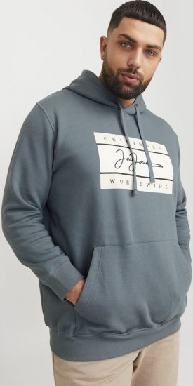 Jack & Jones Frederiksberg Box Script Hoodie Grey - φούτερ/Φούτερ με κουκούλα - φούτερ/Φούτερ με κουκούλα ανδρικά μεγάλα μεγέθη 