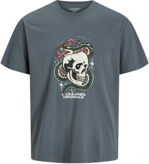Jack & Jones Anatomy Skull Crew Neck T-Shirt Grey - Μακό μπλουζάκια - Aνδρικά μπλουζεσ μεγάλα μεγέθη