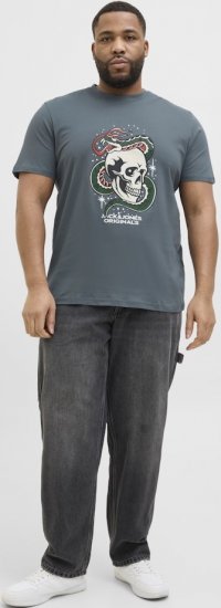Jack & Jones Anatomy Skull Crew Neck T-Shirt Grey - Μακό μπλουζάκια - Aνδρικά μπλουζεσ μεγάλα μεγέθη