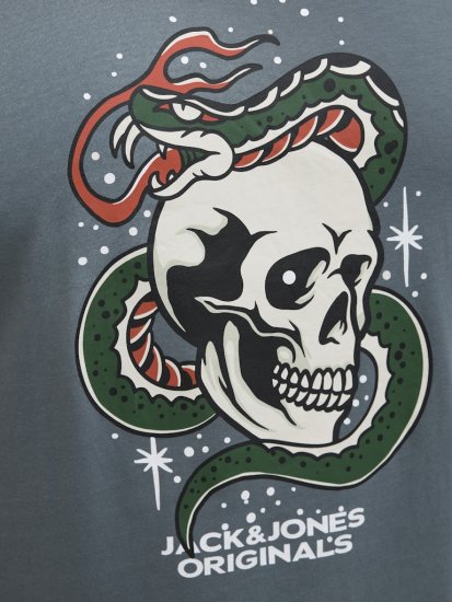 Jack & Jones Anatomy Skull Crew Neck T-Shirt Grey - Μακό μπλουζάκια - Aνδρικά μπλουζεσ μεγάλα μεγέθη