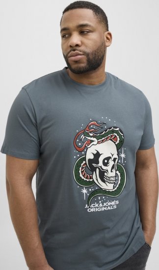 Jack & Jones Anatomy Skull Crew Neck T-Shirt Grey - Μακό μπλουζάκια - Aνδρικά μπλουζεσ μεγάλα μεγέθη