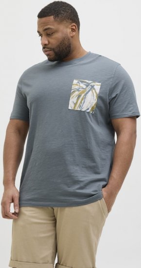 Jack & Jones Split Pocket Print T-Shirt Grey - Μακό μπλουζάκια - Aνδρικά μπλουζεσ μεγάλα μεγέθη
