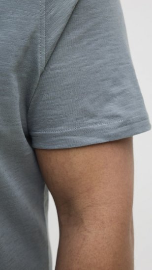 Jack & Jones Split Pocket Print T-Shirt Grey - Μακό μπλουζάκια - Aνδρικά μπλουζεσ μεγάλα μεγέθη