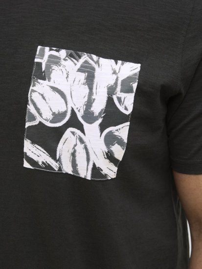 Jack & Jones Split Pocket Print T-Shirt Black - Μακό μπλουζάκια - Aνδρικά μπλουζεσ μεγάλα μεγέθη