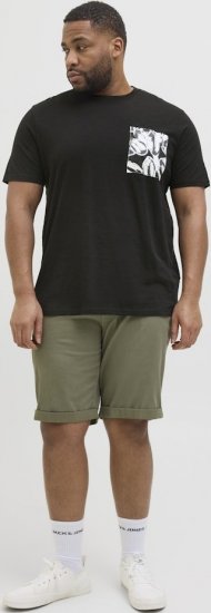 Jack & Jones Split Pocket Print T-Shirt Black - Μακό μπλουζάκια - Aνδρικά μπλουζεσ μεγάλα μεγέθη