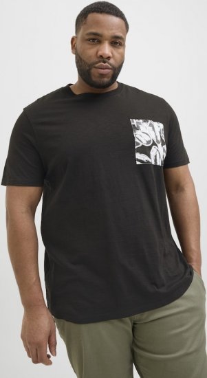 Jack & Jones Split Pocket Print T-Shirt Black - Μακό μπλουζάκια - Aνδρικά μπλουζεσ μεγάλα μεγέθη