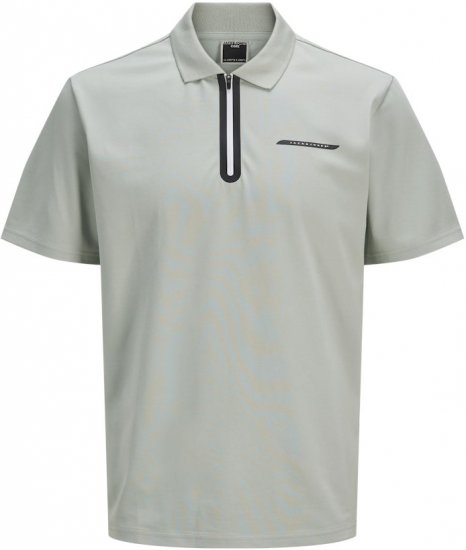Jack & Jones Fusion Pique Zipper Polo Green/Blue - Πόλο μπλουζάκια - Aνδρικά μπλουζακια πολο μεγάλα μεγέθη