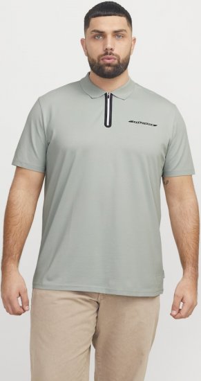 Jack & Jones Fusion Pique Zipper Polo Green/Blue - Πόλο μπλουζάκια - Aνδρικά μπλουζακια πολο μεγάλα μεγέθη
