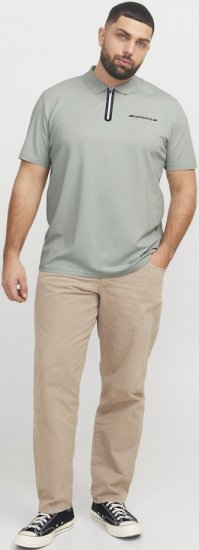 Jack & Jones Fusion Pique Zipper Polo Green/Blue - Πόλο μπλουζάκια - Aνδρικά μπλουζακια πολο μεγάλα μεγέθη