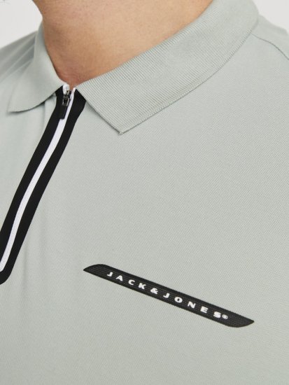 Jack & Jones Fusion Pique Zipper Polo Green/Blue - Πόλο μπλουζάκια - Aνδρικά μπλουζακια πολο μεγάλα μεγέθη