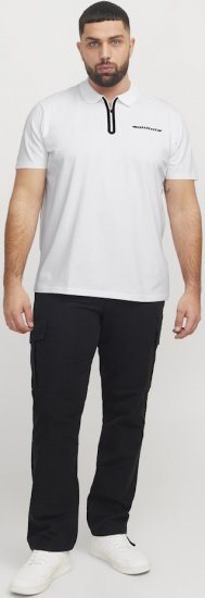 Jack & Jones Fusion Pique Zipper Polo Bright White - Πόλο μπλουζάκια - Aνδρικά μπλουζακια πολο μεγάλα μεγέθη