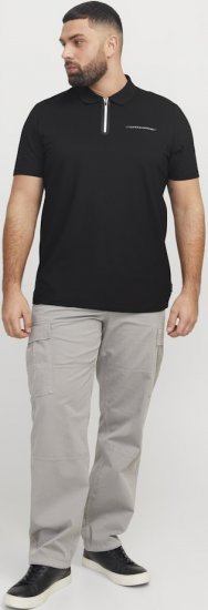 Jack & Jones Fusion Pique Zipper Polo Black - Πόλο μπλουζάκια - Aνδρικά μπλουζακια πολο μεγάλα μεγέθη