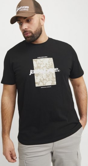Jack & Jones Tarmac Camo Crew Neck T-Shirt Black - Μακό μπλουζάκια - Aνδρικά μπλουζεσ μεγάλα μεγέθη