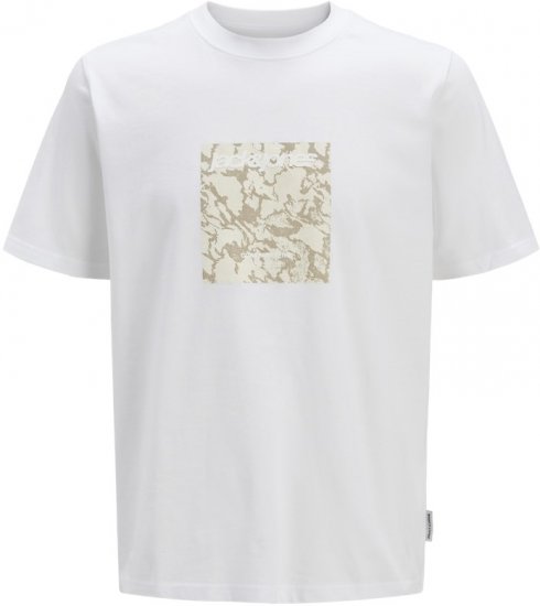 Jack & Jones Tarmac Camo Crew Neck T-Shirt Bright White - Μακό μπλουζάκια - Aνδρικά μπλουζεσ μεγάλα μεγέθη