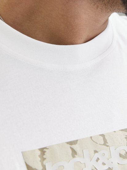 Jack & Jones Tarmac Camo Crew Neck T-Shirt Bright White - Μακό μπλουζάκια - Aνδρικά μπλουζεσ μεγάλα μεγέθη