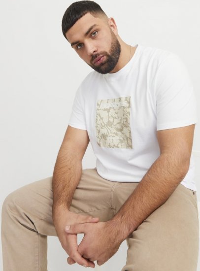 Jack & Jones Tarmac Camo Crew Neck T-Shirt Bright White - Μακό μπλουζάκια - Aνδρικά μπλουζεσ μεγάλα μεγέθη