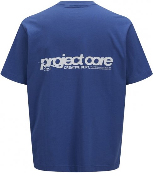 Jack & Jones Union Front & Back Print Crew Neck T-Shirt Beaucoup Blue - Μακό μπλουζάκια - Aνδρικά μπλουζεσ μεγάλα μεγέθη