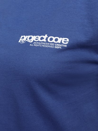 Jack & Jones Union Front & Back Print Crew Neck T-Shirt Beaucoup Blue - Μακό μπλουζάκια - Aνδρικά μπλουζεσ μεγάλα μεγέθη