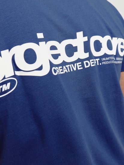 Jack & Jones Union Front & Back Print Crew Neck T-Shirt Beaucoup Blue - Μακό μπλουζάκια - Aνδρικά μπλουζεσ μεγάλα μεγέθη