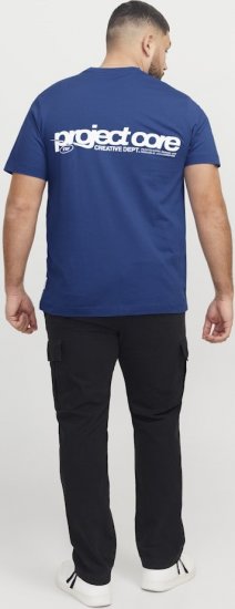 Jack & Jones Union Front & Back Print Crew Neck T-Shirt Beaucoup Blue - Μακό μπλουζάκια - Aνδρικά μπλουζεσ μεγάλα μεγέθη